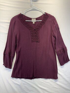 St John's Bay Women's Blouse ¾ sleeve Sz M